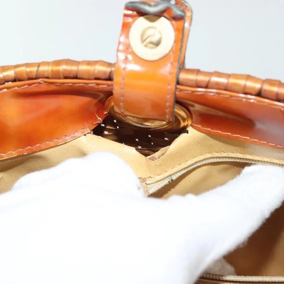 Salvatore Ferragamo Straw Bag Hand Bag Raffia Brown Gold Auth - Picture 13 of 15